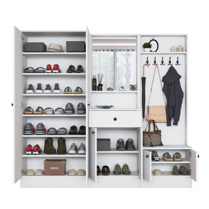Hanah Home Perchero Blanco con Estante Ajustable Hanah Home Perchero Blanco con Estante Ajustable